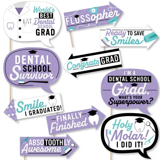 Big Dot of Happiness Funny Dental School Grad - Dentistry and Hygienist Graduation Party Photo Booth Props Kit - 10 Piece {1}