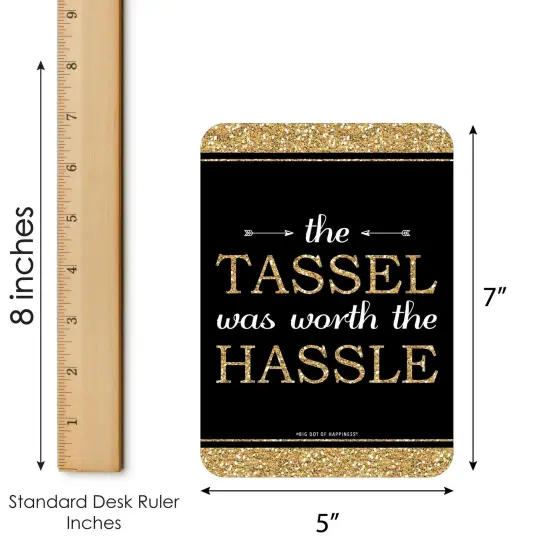 Big Dot of Happiness Tassel Worth The Hassle - Gold - Bingo Cards and Markers - Graduation Party Shaped Bingo Game - Set of 18 {7}
