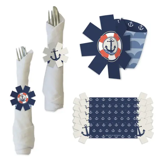 Big Dot of Happiness Ahoy - Nautical - Baby Shower or Birthday Party Paper Napkin Holder - Napkin Rings - Set of 24 {1}