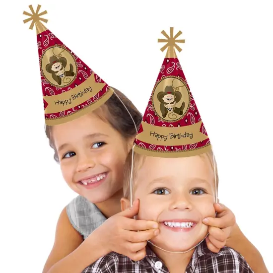 Big Dot of Happiness Little Cowboy - Western Cone Happy Birthday Party Hats for Kids and Adults - Set of 8 (Standard Size) {3}