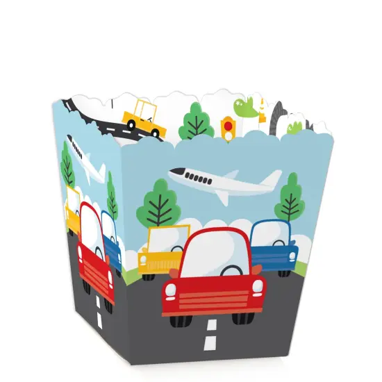 Big Dot of Happiness Cars, Trains, and Airplanes - Party Mini Favor Boxes - Transportation Birthday Party Treat Candy Boxes - Set of 12 {1}