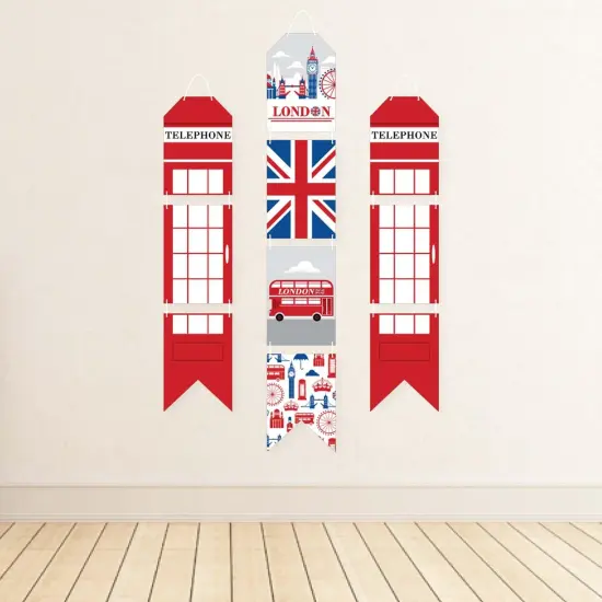 Big Dot of Happiness Cheerio, London - Hanging Vertical Paper Door Banners - British UK Party Wall Decoration Kit - Indoor Door Decor {4}