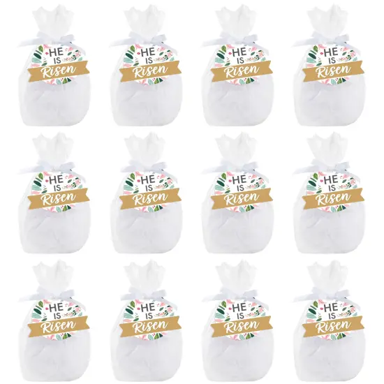 Big Dot of Happiness Religious Easter - Christian Holiday Party Clear Goodie Favor Bags - Treat Bags With Tags - Set of 12 {7}