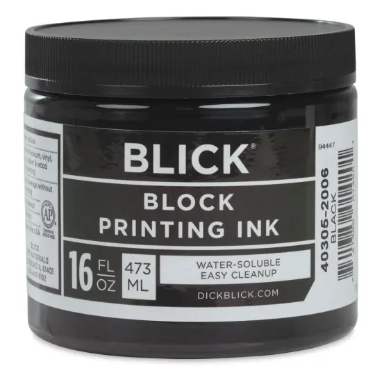 Blick Water-Soluble Block Printing Ink - Black, 16 oz Jar {1}