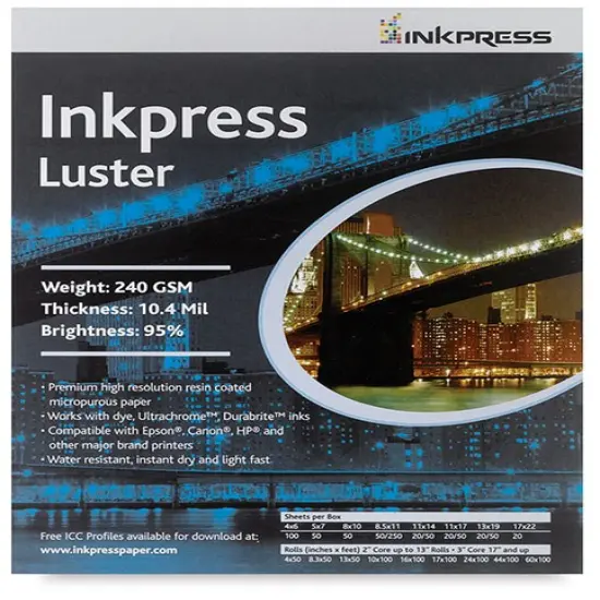 Inkpress - Luster Inkjet Papers, 8-1/2" x 11", 50 Sheets {1}