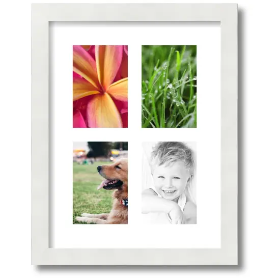 ArtToFrames Collage Photo Picture Frame with 4 - 4x6 inch Openings, Framed in White with Over 62 Mat Color Options and Regular Glass (CSM-3966-2) {1}