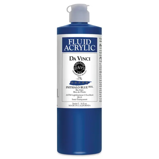Da Vinci Fluid Acrylics - Phthalo Blue, 16 oz bottle {1}