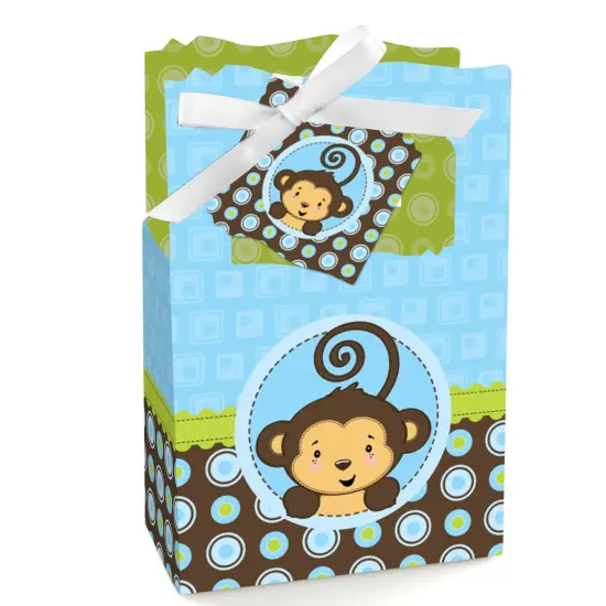 Big Dot of Happiness Blue Monkey Boy - Baby Shower or Birthday Party Favor Boxes - Set of 12 {1}