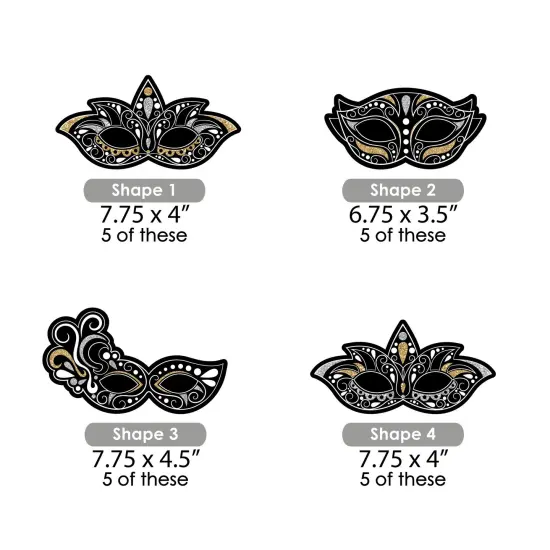 Big Dot of Happiness Masquerade - Decorations DIY Mask Party Essentials - Set of 20 {7}