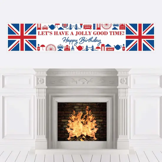 Big Dot of Happiness Cheerio, London - British UK Happy Birthday Decorations Party Banner {1}