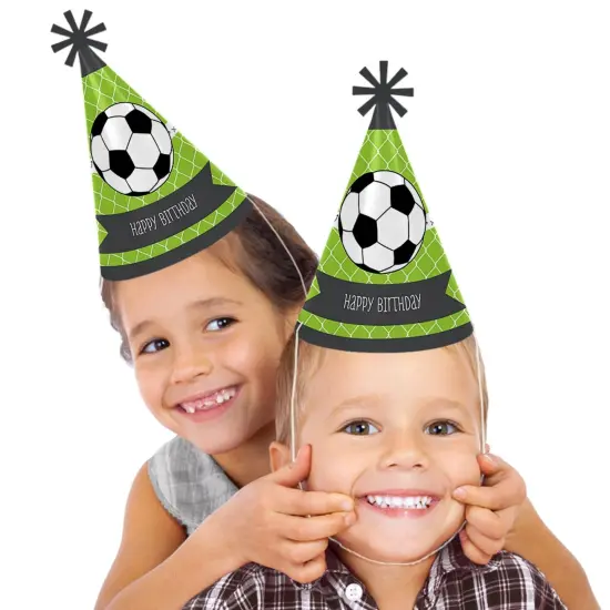 Big Dot of Happiness Goaaal - Soccer - Cone Happy Birthday Party Hats for Kids and Adults - Set of 8 (Standard Size) {3}