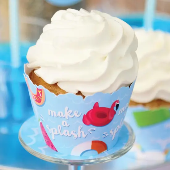 Big Dot of Happiness Make a Splash - Pool Party - Summer Swimming Party or Birthday Party Cupcake Decorations - Party Cupcake Wrappers - Set of 12 {6}