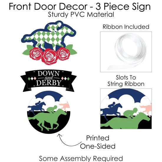 Big Dot of Happiness Kentucky Horse Derby - Hanging Porch Horse Race Party Outdoor Decorations - Front Door Decor - 3 Piece Sign {6}