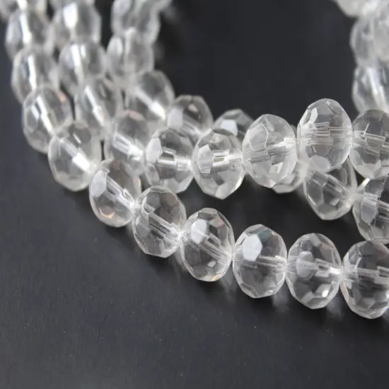 30 10mm Clear Crystal Faceted Round Beads Crystal Glass Beads Full Strand {1}