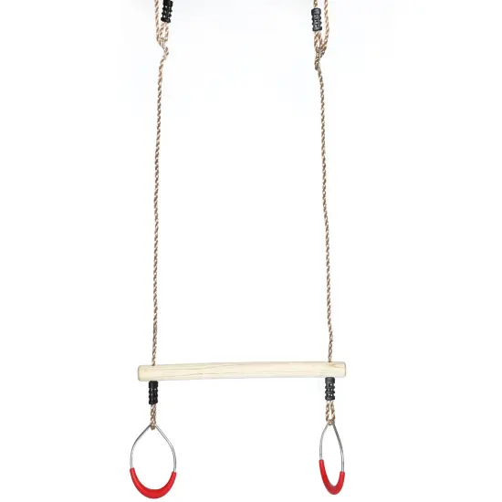 Kids Trapeze Swing Bar with Rings with Hanging Ropes {1}