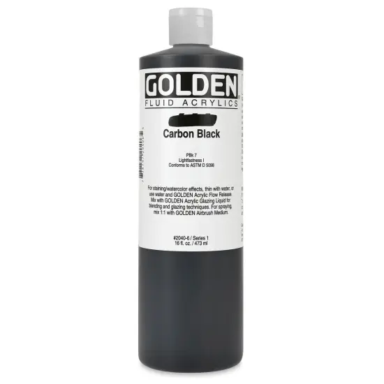 Golden Fluid Acrylics - Carbon Black, 16 oz bottle {1}