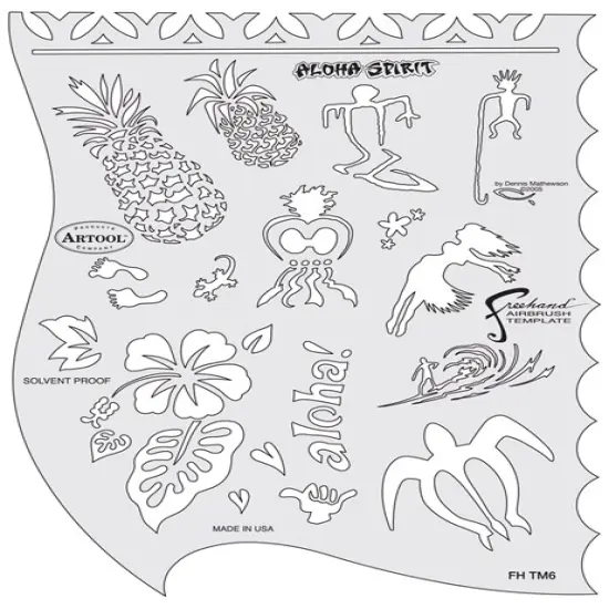 Iwata Artool Freehand Template - Tiki Master Aloha Spirit {1}