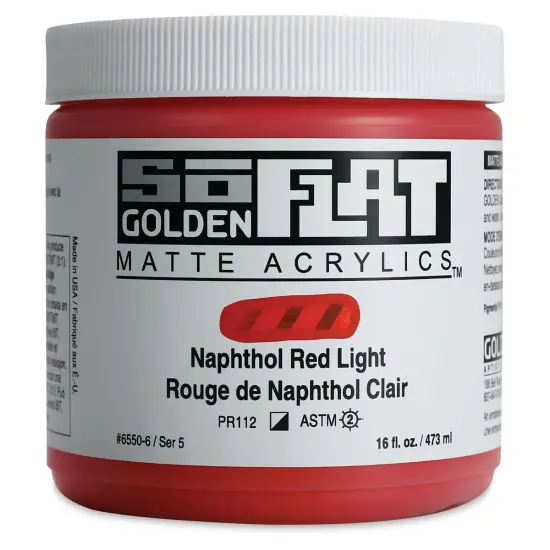Golden SoFlat Matte Acrylic Paint - Naphthol Red Light, 473 ml, Jar {1}