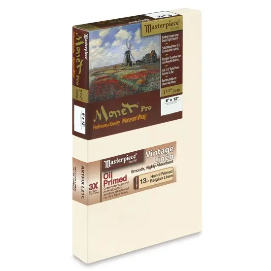 Masterpiece Monet Pro Linen Canvas - 6" x 12", Oil Primed {1}