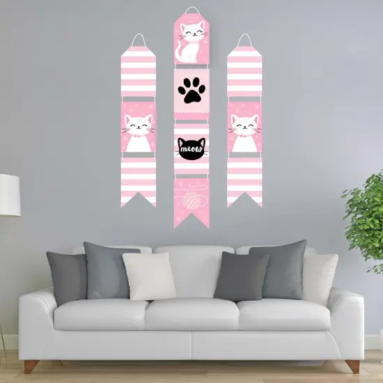 Big Dot of Happiness Purr-FECT Kitty Cat - Hanging Vertical Paper Door Banners - Kitten Baby Shower Birthday Party Wall Decor Kit - Indoor Door Decor {3}
