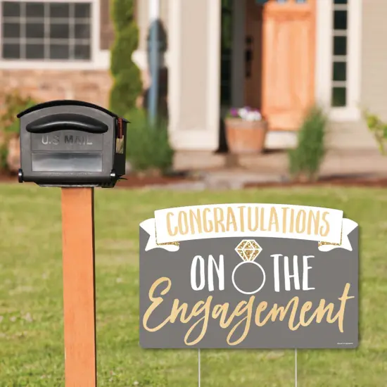 Big Dot of Happiness Engagement Announcement - Yard Sign Lawn Decorations - Congratulations Party Yardy Sign {3}
