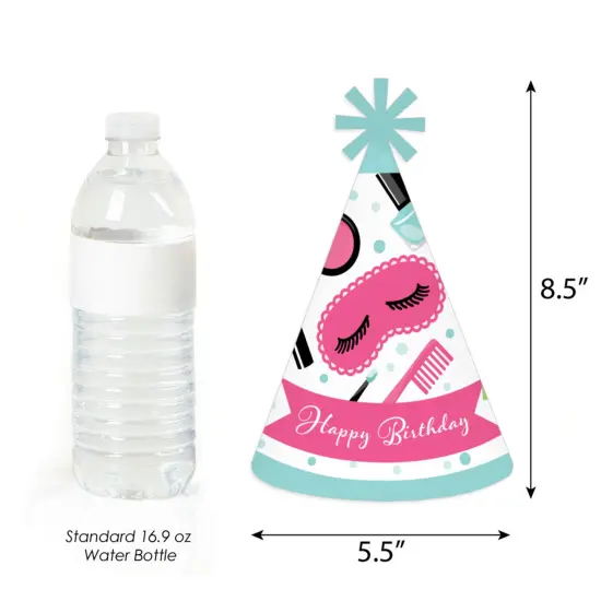 Big Dot of Happiness Spa Day - Cone Happy Birthday Party Hats for Kids and Adults - Set of 8 (Standard Size) {4}