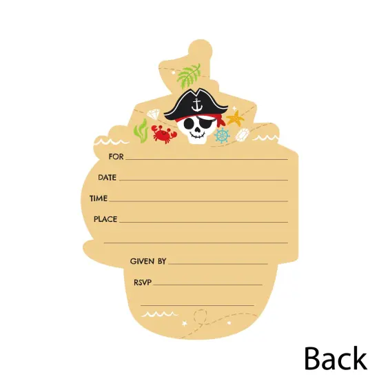 Big Dot of Happiness Pirate Ship Adventures - Shaped Fill-In Invitations - Skull Birthday Party Invitation Cards with Envelopes - Set of 12 {6}