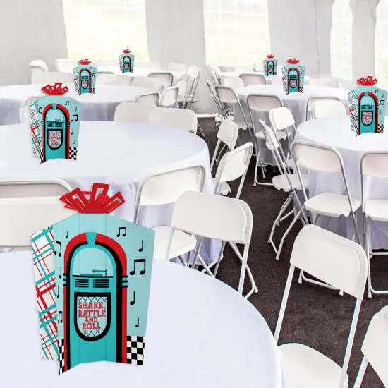 Big Dot of Happiness 50's Sock Hop - Table Decorations - 1950s Rock N Roll Party Fold and Flare Centerpieces - 10 Count {6}