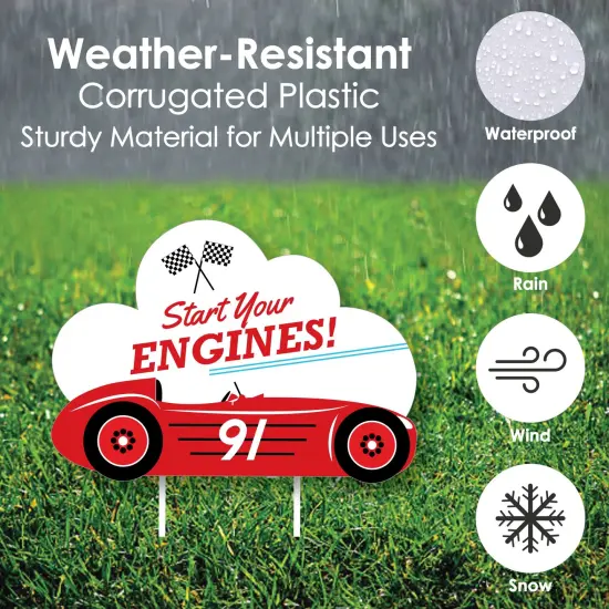 Big Dot of Happiness Let's Go Racing - Racecar - Lawn Decorations - Outdoor Race Car Birthday Party or Baby Shower Yard Decorations - 10 Piece {6}