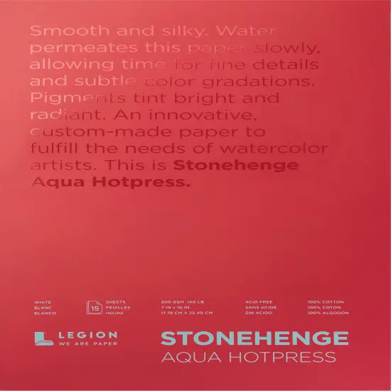 Stonehenge Aqua Block Hotpress Pad 7"X10" 15 Sheets/Pkg-White 140lb {1}