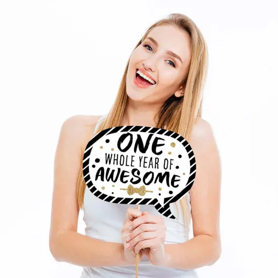 Big Dot of Happiness 1st Birthday Little Mr. Onederful - Boy First Birthday Party Photo Booth Props Kit - 20 Count {4}