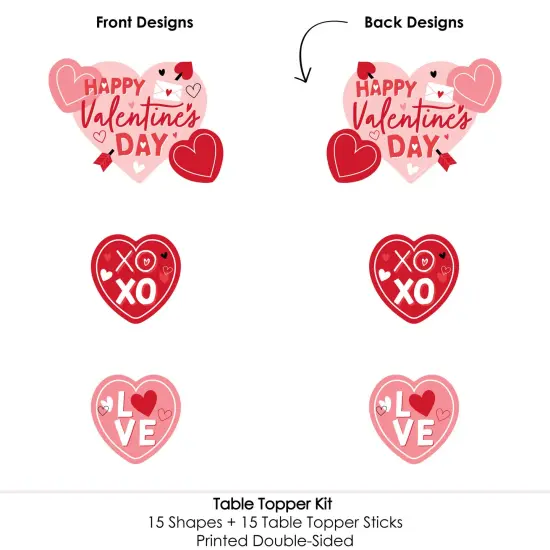 Big Dot of Happiness Happy Valentine's Day - Valentine Hearts Party Centerpiece Sticks - Table Toppers - Set of 15 {6}