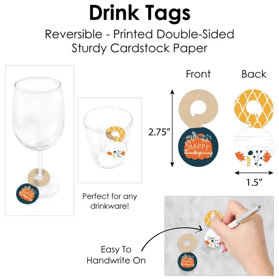 Big Dot of Happiness Happy Thanksgiving - Fall Harvest Party Paper Charger and Table Decorations - Chargerific Kit - Place Setting for 8 {7}