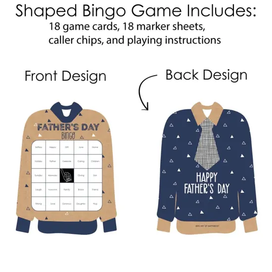 Big Dot of Happiness My Dad is Rad - Bingo Cards and Markers - Father's Day Shaped Bingo Game - Set of 18 {4}