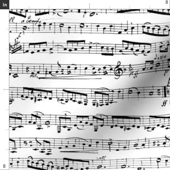 Various Fabrics by the Yard or Fat Quarter Black White Music Notes Musician Piano Musical Custom Printed Fabric by Spoonflower {4}