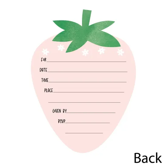 Big Dot of Happiness Berry Sweet Strawberry - Shaped Fill-In- Fruit Themed Birthday Party or Baby Shower Invitation Cards with Envelopes 12 Ct {6}