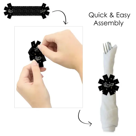 Big Dot of Happiness Masquerade - Mask Party Paper Napkin Holder - Napkin Rings - Set of 24 {6}