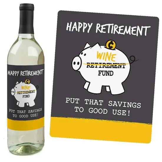 Big Dot of Happiness Retirement Party - Gifts for Women and Men - Wine Bottle Label Stickers - Set of 4 {3}