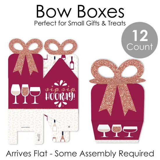 Big Dot of Happiness But First, Wine - Square Favor Gift Boxes - Wine Tasting Party Bow Boxes - Set of 12 {7}