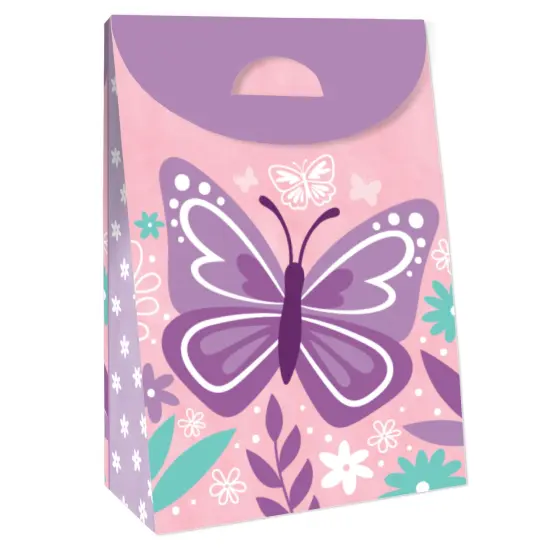 Big Dot of Happiness Beautiful Butterfly - Floral Baby Shower or Birthday Gift Favor Bags - Party Goodie Boxes - Set of 12 {4}