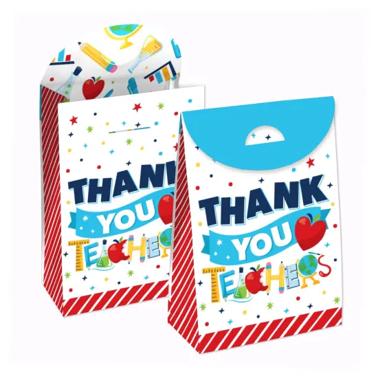 Big Dot of Happiness Thank You Teachers - Teacher Appreciation Gift Favor Bags - Party Goodie Boxes - Set of 12 {1}
