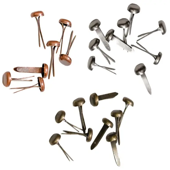 Multipack of 6 - Idea-Ology Metal Long Paper Fasteners .4375" 99/Pkg-Antique Nickel, Brass & Copper {3}