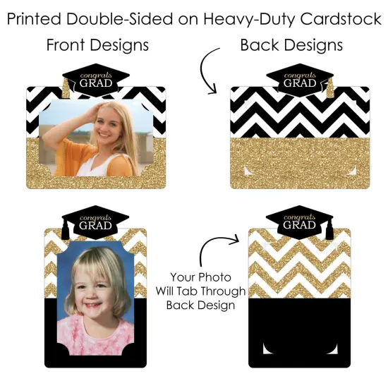Big Dot of Happiness Tassel Worth The Hassle - Gold - Graduation Party Picture Centerpiece Sticks - Photo Table Toppers - 15 Pieces {7}