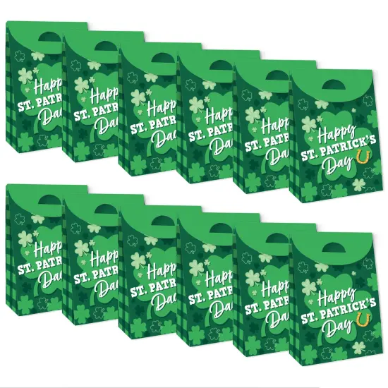Big Dot of Happiness Shamrock St. Patrick's Day - Saint Paddy&rsquo;s Day Gift Favor Bags - Party Goodie Boxes - Set of 12 {6}