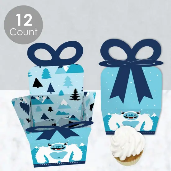 Big Dot of Happiness Yeti to Party - Square Favor Gift Boxes - Abominable Snowman Party or Birthday Party Bow Boxes - Set of 12 {4}