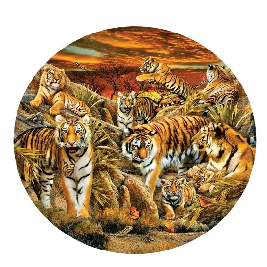 Sunsout Tigers Galore 500 pc Round Jigsaw Puzzle 35124 {1}