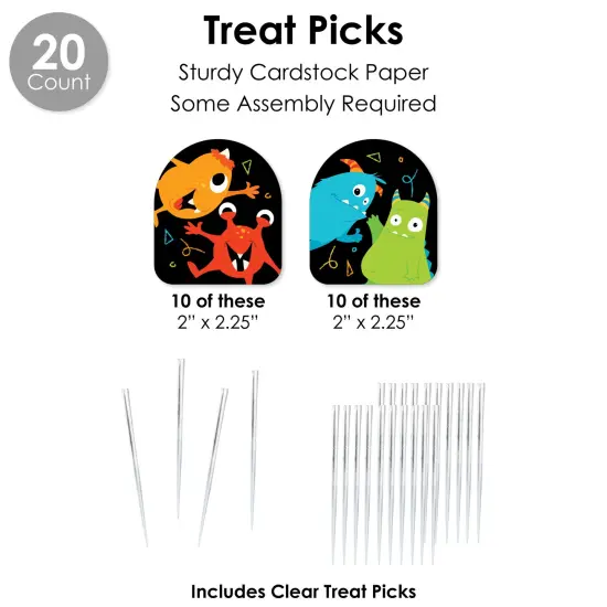 Big Dot of Happiness Monster Bash - Little Monster Birthday Party or Baby Shower Favors and Cupcake Kit - Fabulous Favor Party Pack - 100 Pieces {7}