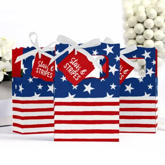 Big Dot of Happiness Stars & Stripes - Memorial Day, 4th of July and Labor Day USA Patriotic Independence Day Party Favor Boxes - Set of 12 {4}