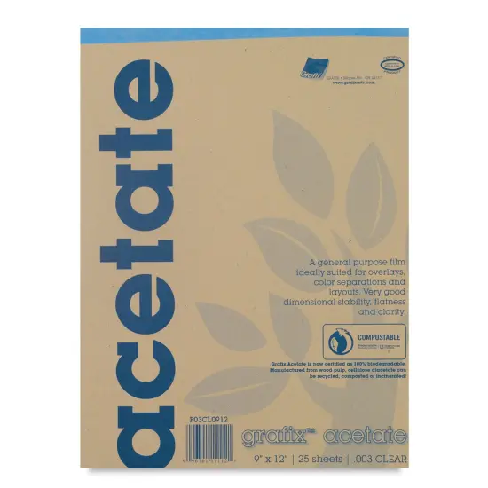 Grafix Clear Acetate - 9" x 12" x .003", Pad, 25 Sheets {2}