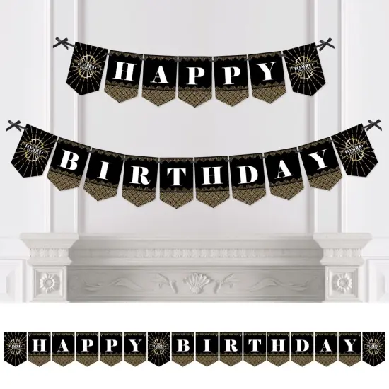 Big Dot of Happiness Roaring 20's - 1920s Art Deco Jazz Birthday Party Bunting Banner - Birthday Party Decorations - Happy Birthday {1}